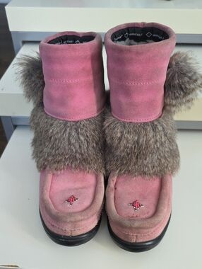 Kids Pink Faux-Fur Mukluks Winter Boots